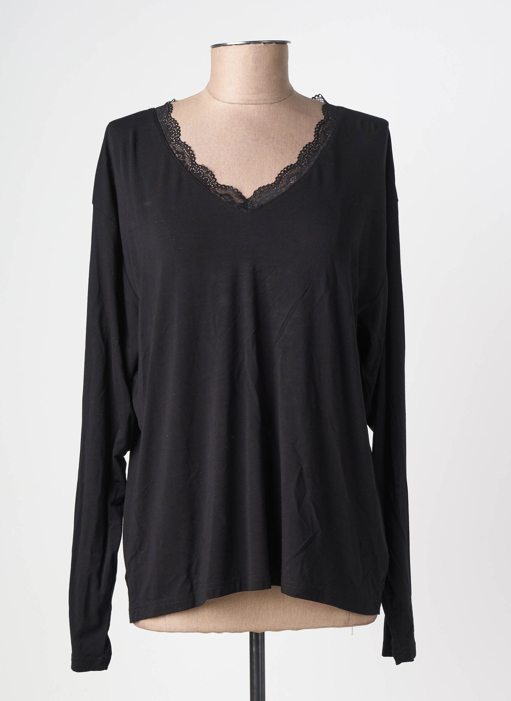 Top manches longues manches longues noir LOSAN femme