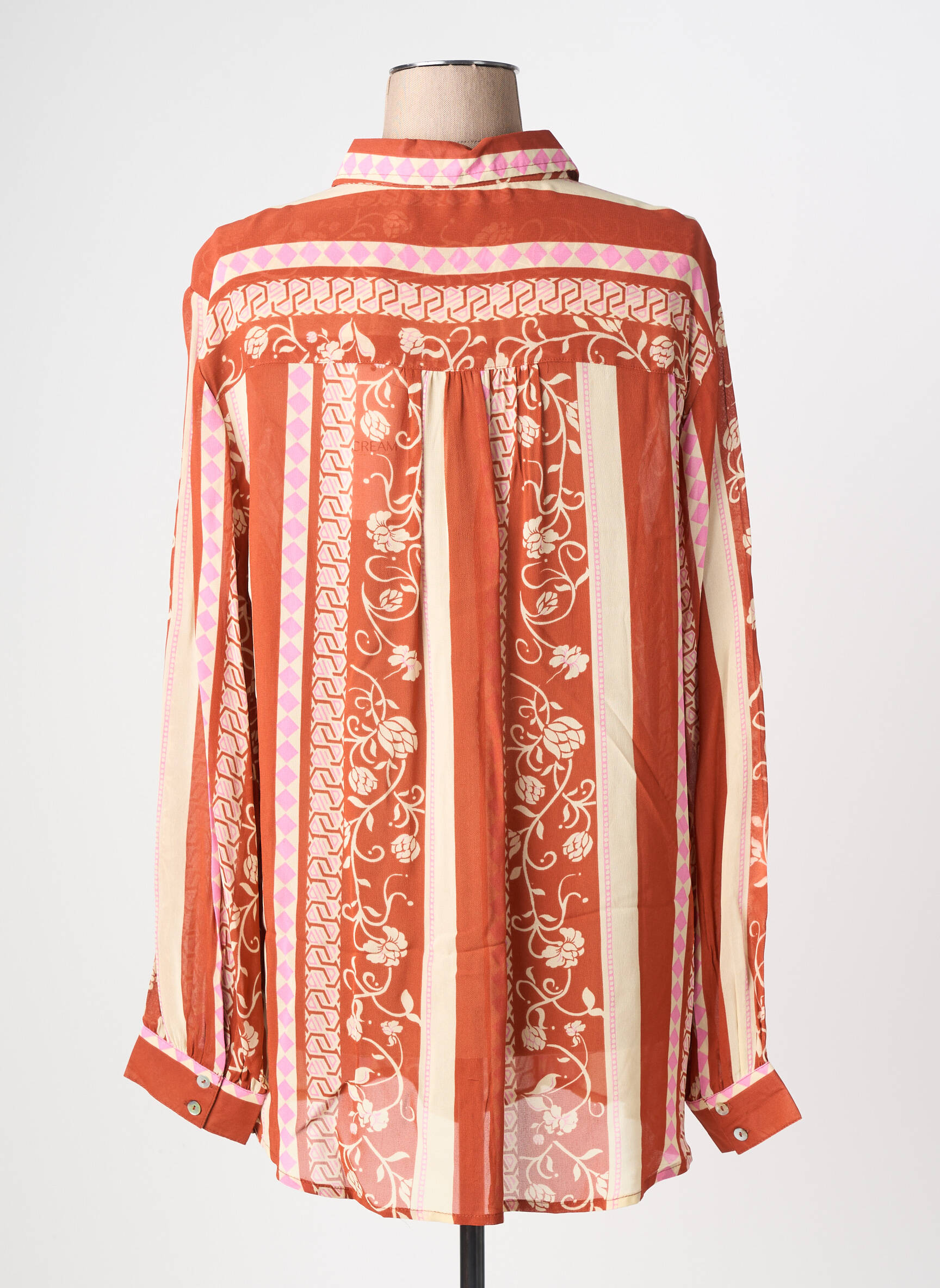 Chemisier tissage crêpe manches longues rouge CREAM femme