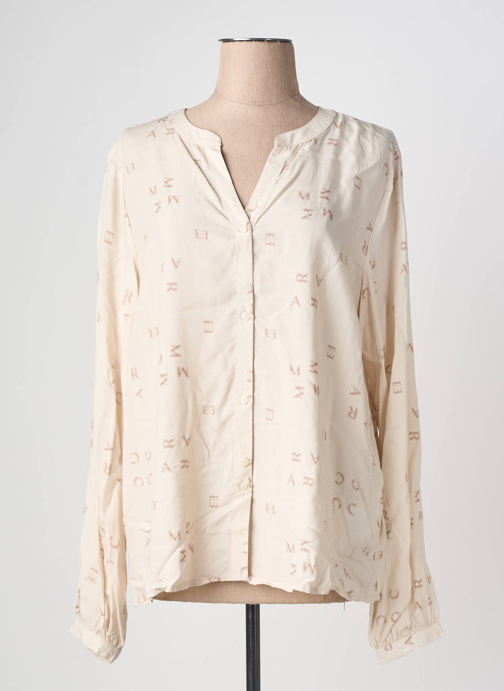 Blouse tissage popeline manches longues chair CREAM femme