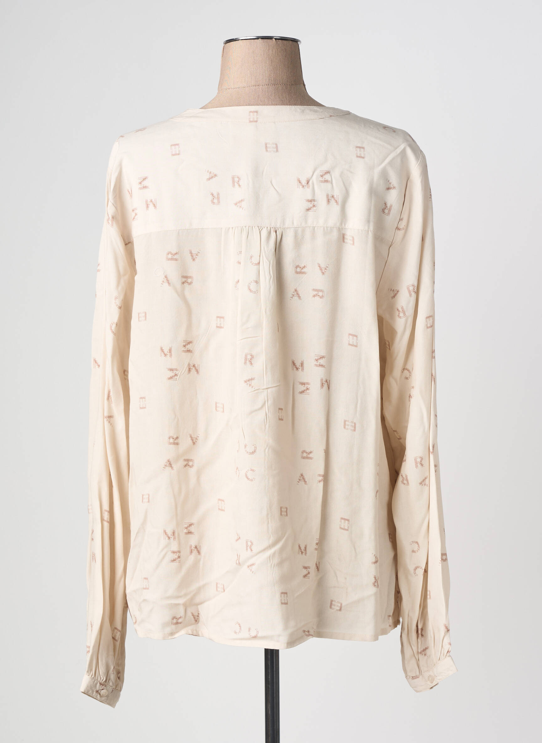 Blouse tissage popeline manches longues chair CREAM femme