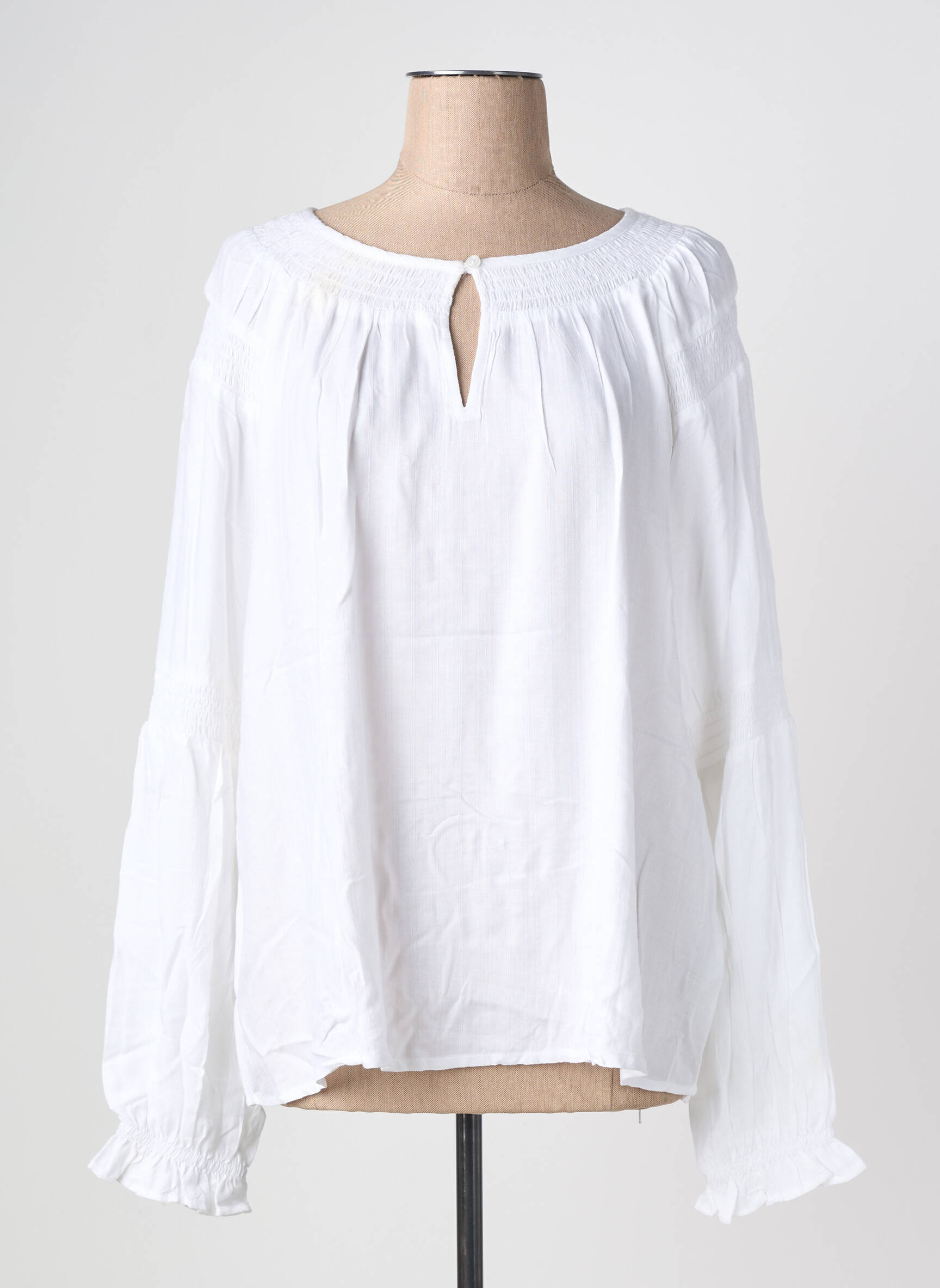 Blouse tissage popeline manches longues blanc CREAM femme