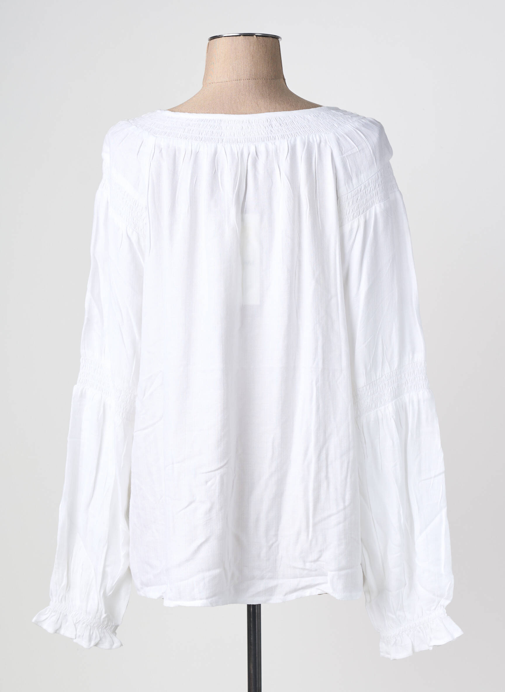 Blouse tissage popeline manches longues blanc CREAM femme