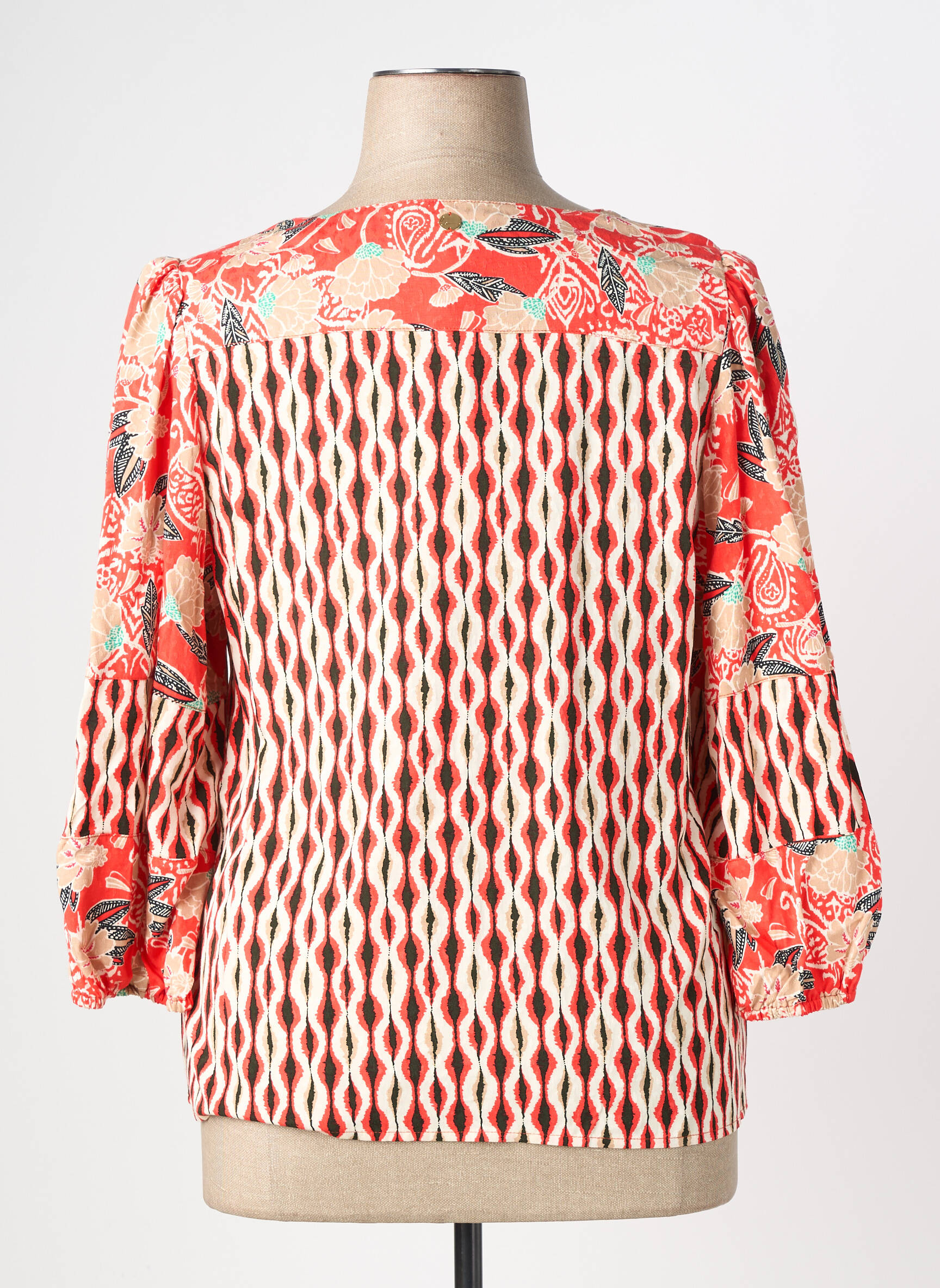 Top imprimé fantaisie manches 3/4 rouge LOLA ESPELETA femme