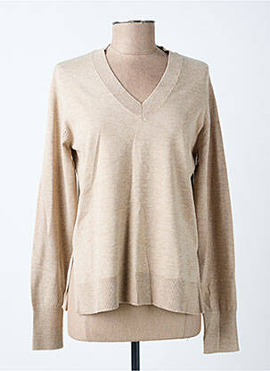 Pull col v manches longues beige LOSAN femme