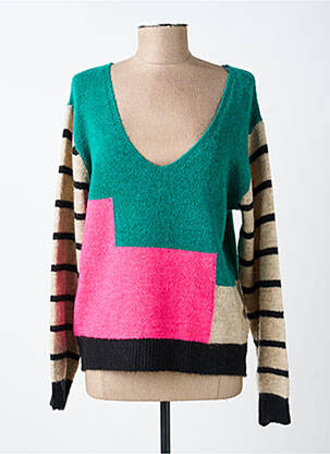 Pull col v manches longues vert LOLA ESPELETA femme