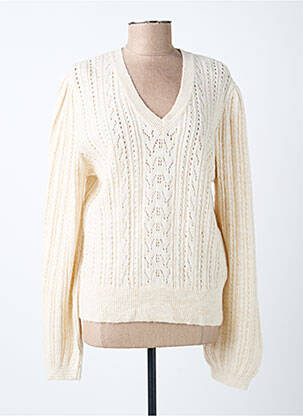 Pull maille ajourée manches longues beige LOLA ESPELETA femme