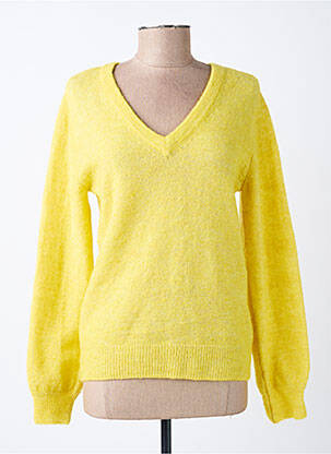 Pull col v manches longues jaune CREAM femme