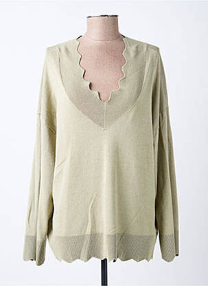Pull col v manches longues vert CREAM femme