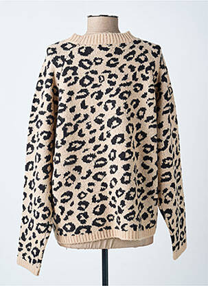Pull coupe droite manches longues marron LOSAN femme