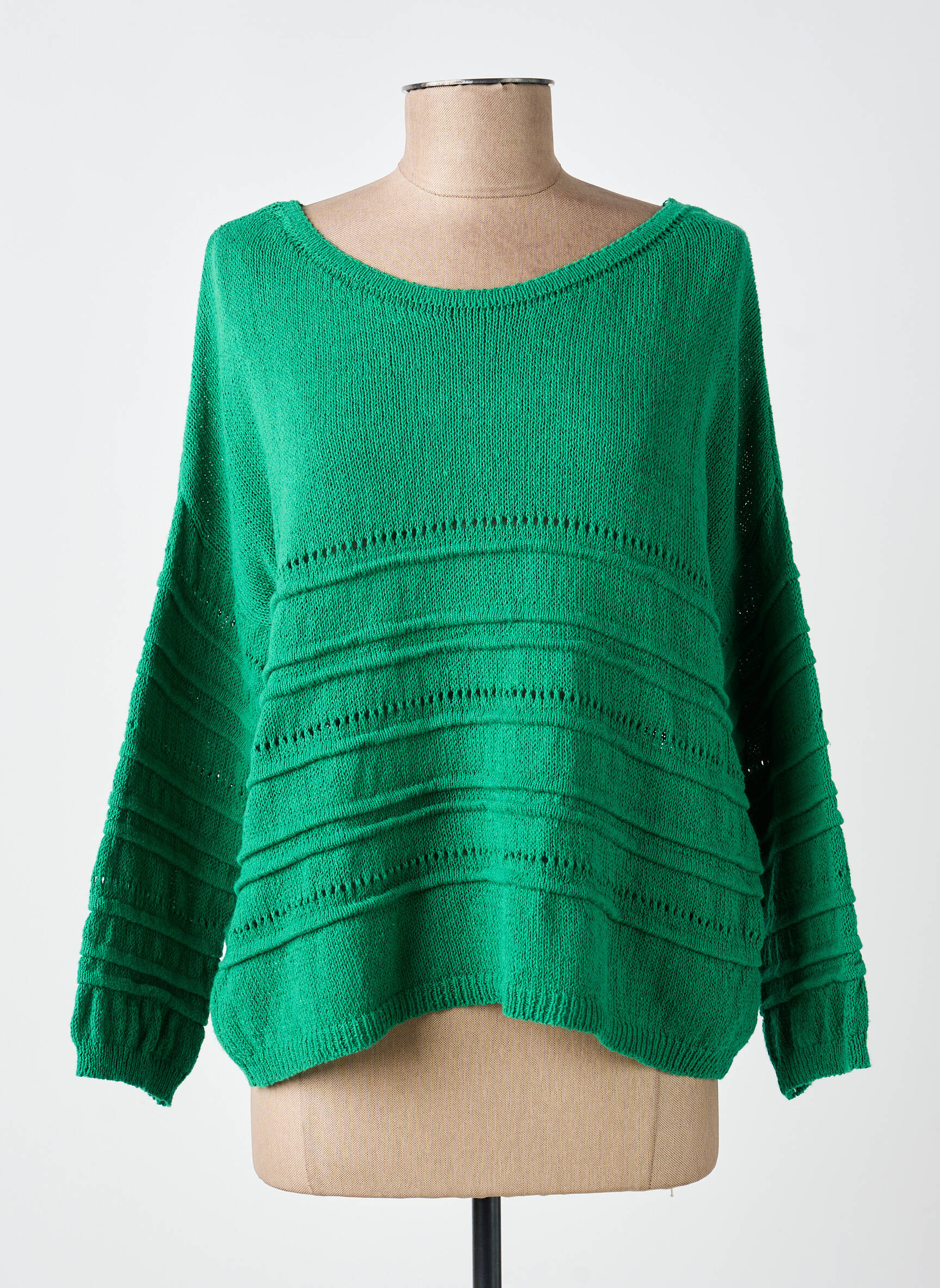 Pull col bateau manches longues vert LOLA ESPELETA femme