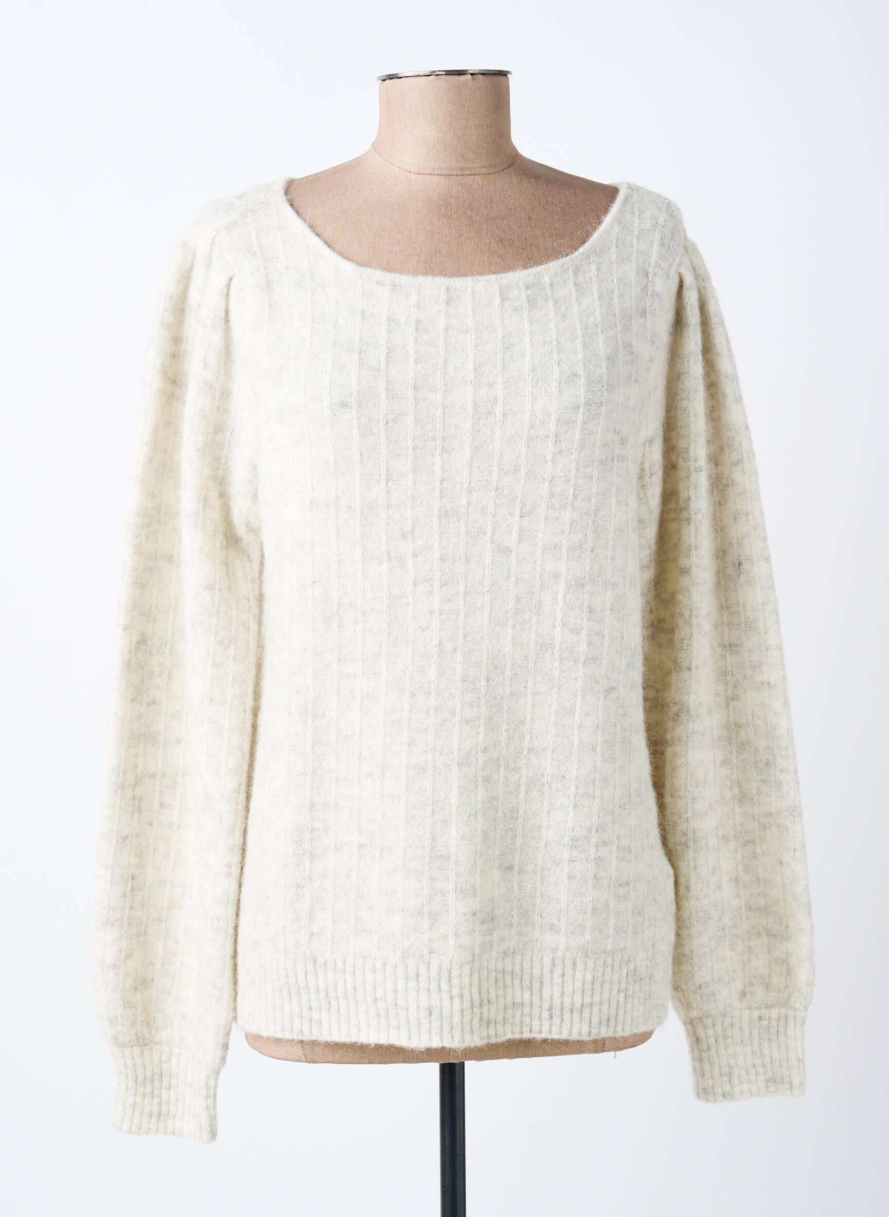 Pull coupe droite manches longues gris CREAM femme