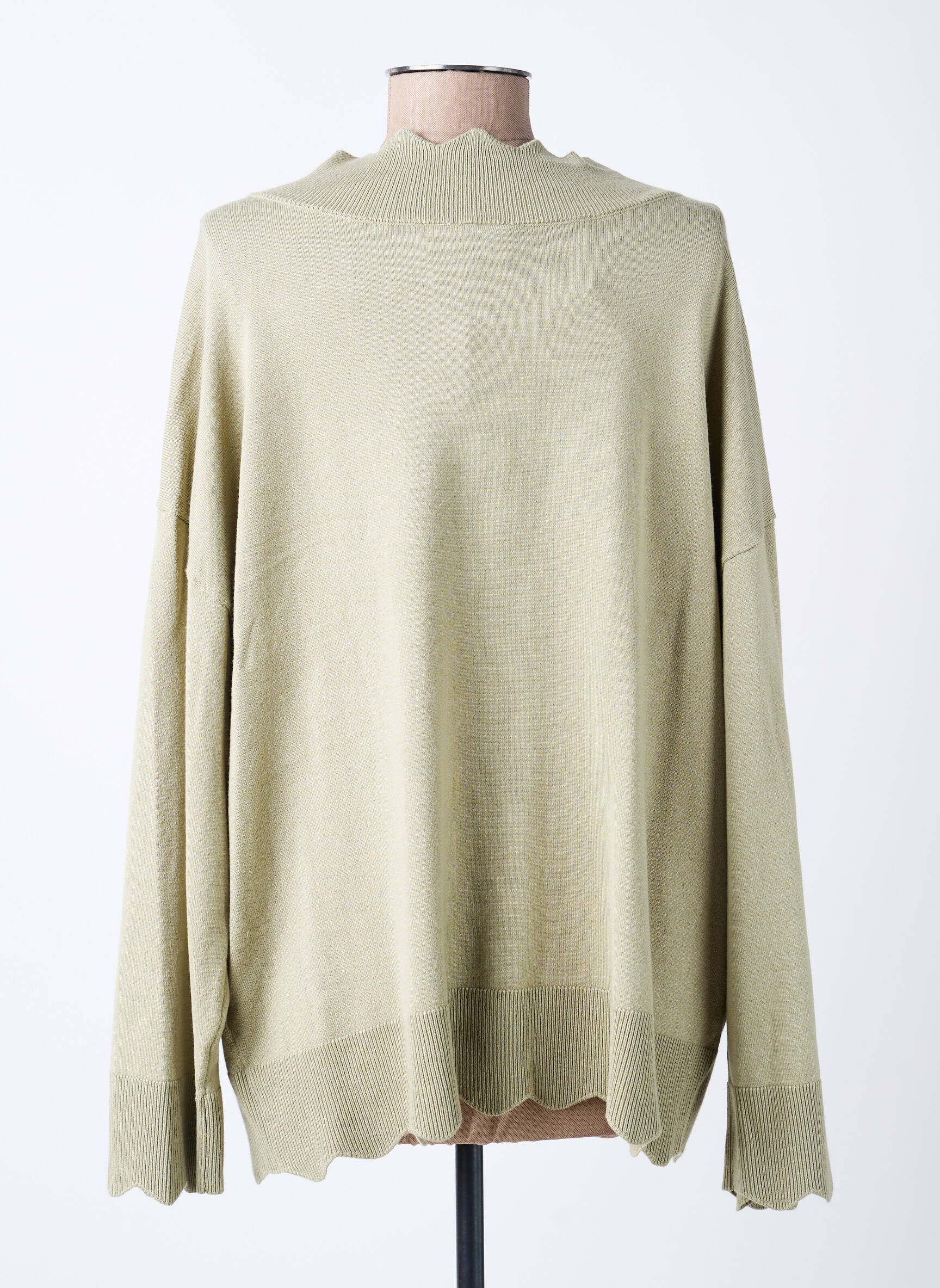 Pull col v manches longues vert CREAM femme