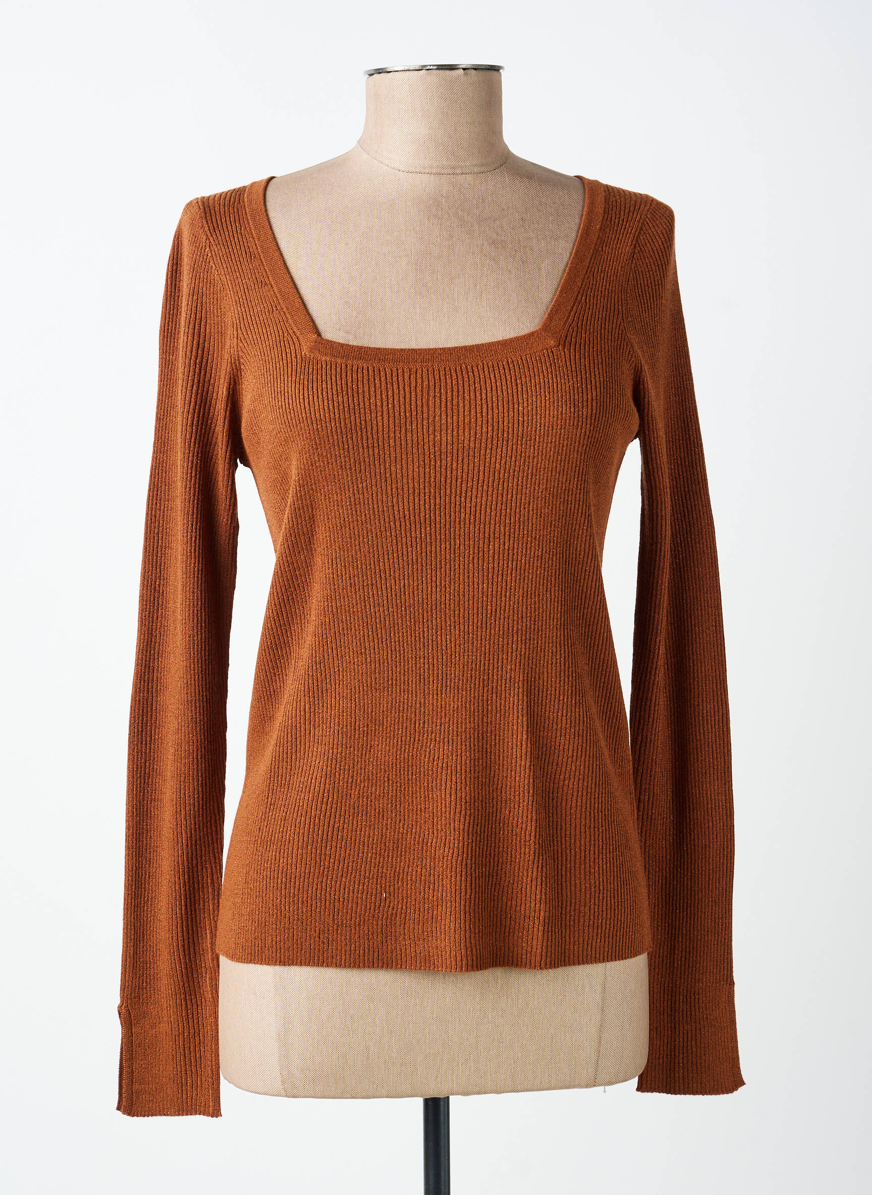 Pull coupe cintrée manches longues marron LOLA ESPELETA femme