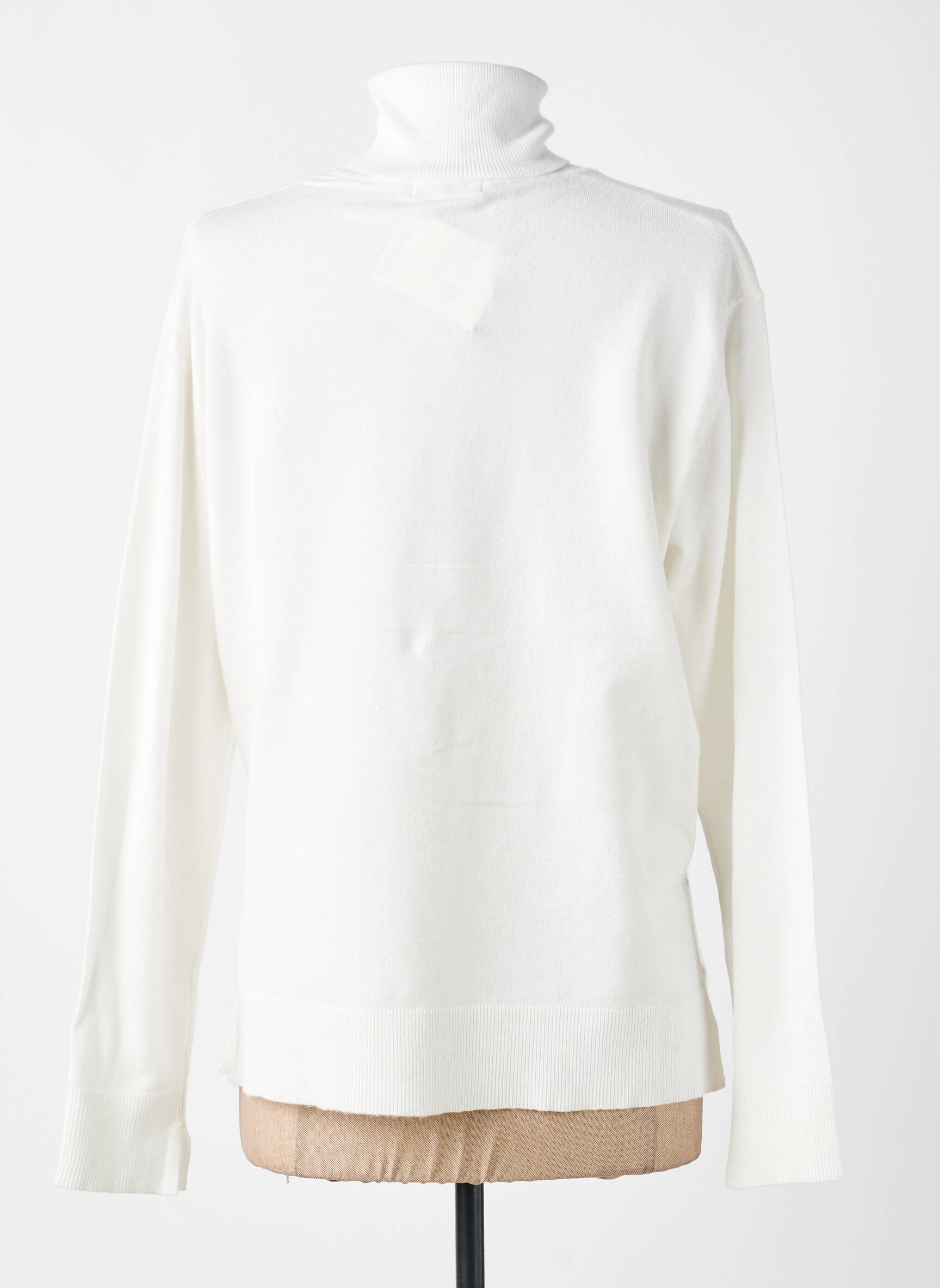 Pull col roulé coupe droite manches longues blanc LOSAN femme