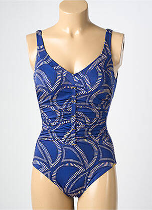 Maillot de bain 1 pièce imprimé fantaisie haut soutien-gorge moulé bleu CHARMLINE femme