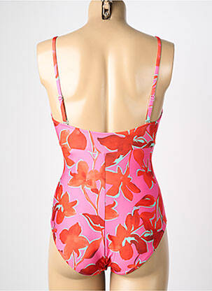 Maillot de bain 1 pièce effet matière satinée haut soutien-gorge moulé rose LIDEA femme