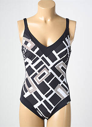 Maillot de bain 1 pièce effet matière satinée haut soutien-gorge moulé noir CHARMLINE femme