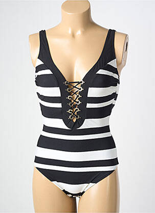 Maillot de bain 1 pièce effet matière satinée haut soutien-gorge emboitant noir MARYAN MEHLHORN femme