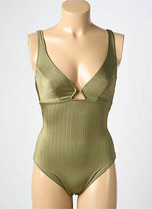Maillot de bain 1 pièce effet matière satinée haut soutien-gorge balconnet vert MARYAN MEHLHORN femme