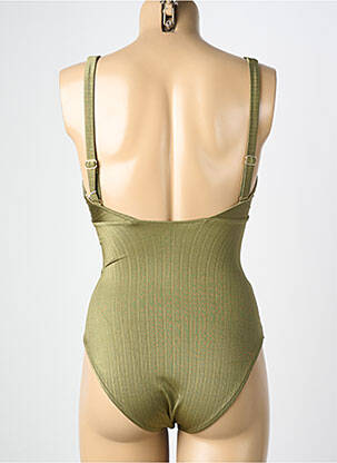 Maillot de bain 1 pièce effet matière satinée haut soutien-gorge balconnet vert MARYAN MEHLHORN femme