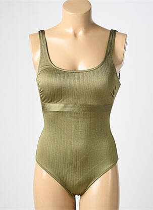 Maillot de bain 1 pièce effet matière satinée haut soutien-gorge avec mousse de rembourrage amovible vert MARYAN MEHLHORN femme