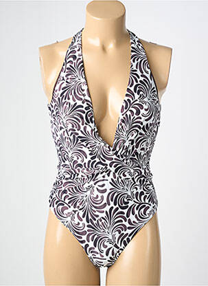 Maillot de bain 1 pièce imprimé fantaisie haut soutien-gorge balconnet marron TWINSET femme