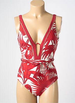 Maillot de bain 1 pièce effet matière satinée haut soutien-gorge emboitant rouge MARYAN MEHLHORN femme