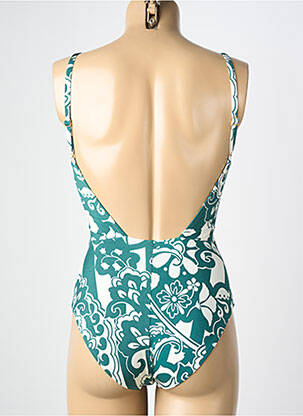 Maillot de bain 1 pièce effet matière satinée haut soutien-gorge moulé vert MARYAN MEHLHORN femme