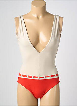Maillot de bain 1 pièce bretelles élastiquées haut soutien-gorge emboitant rouge IODUS femme