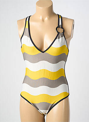 Maillot de bain 1 pièce imprimé fantaisie haut soutien-gorge balconnet jaune ANDRES SARDA femme