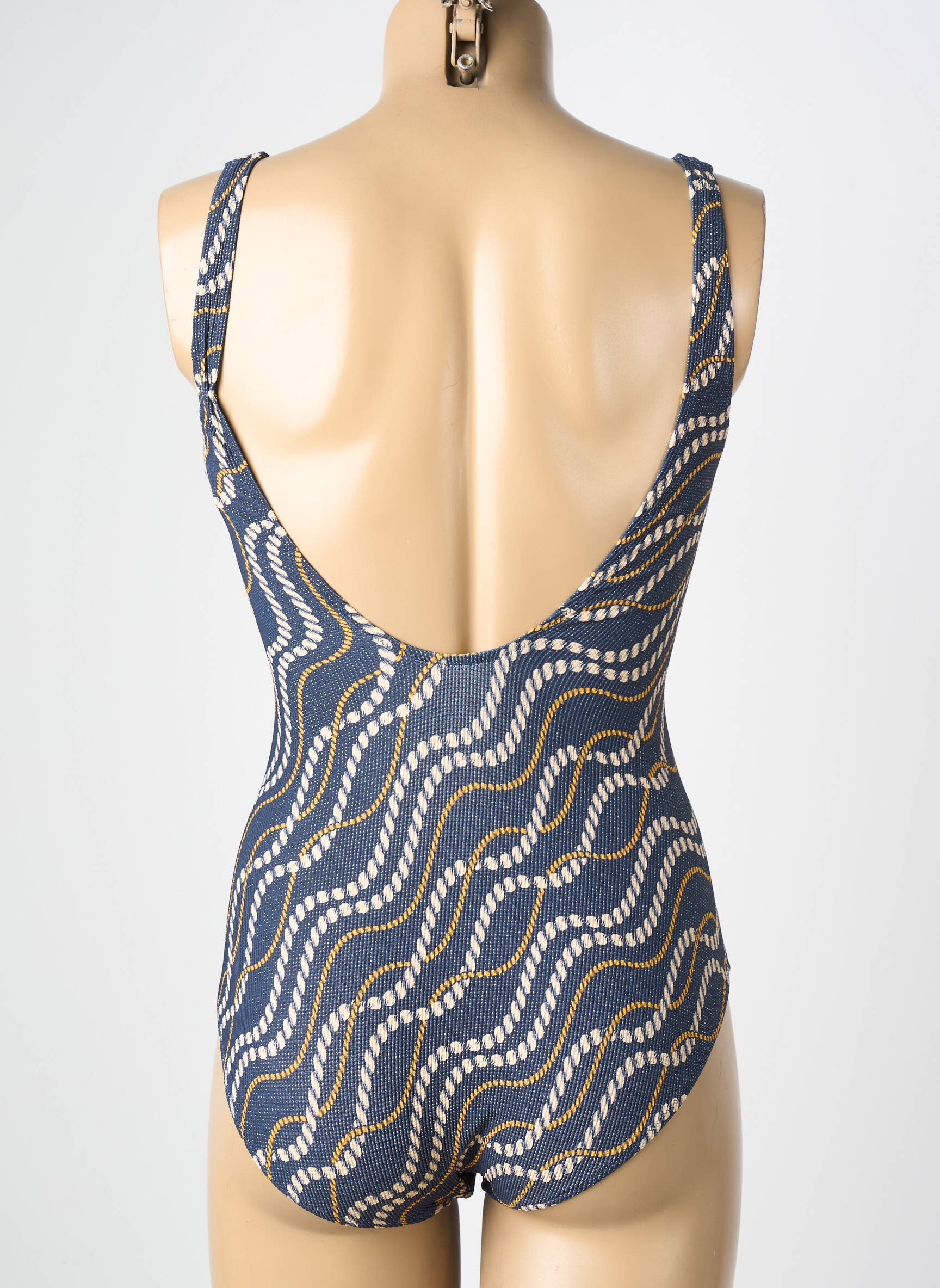 Maillot de bain 1 pièce imprimé fantaisie haut soutien-gorge moulé bleu CHARMLINE femme
