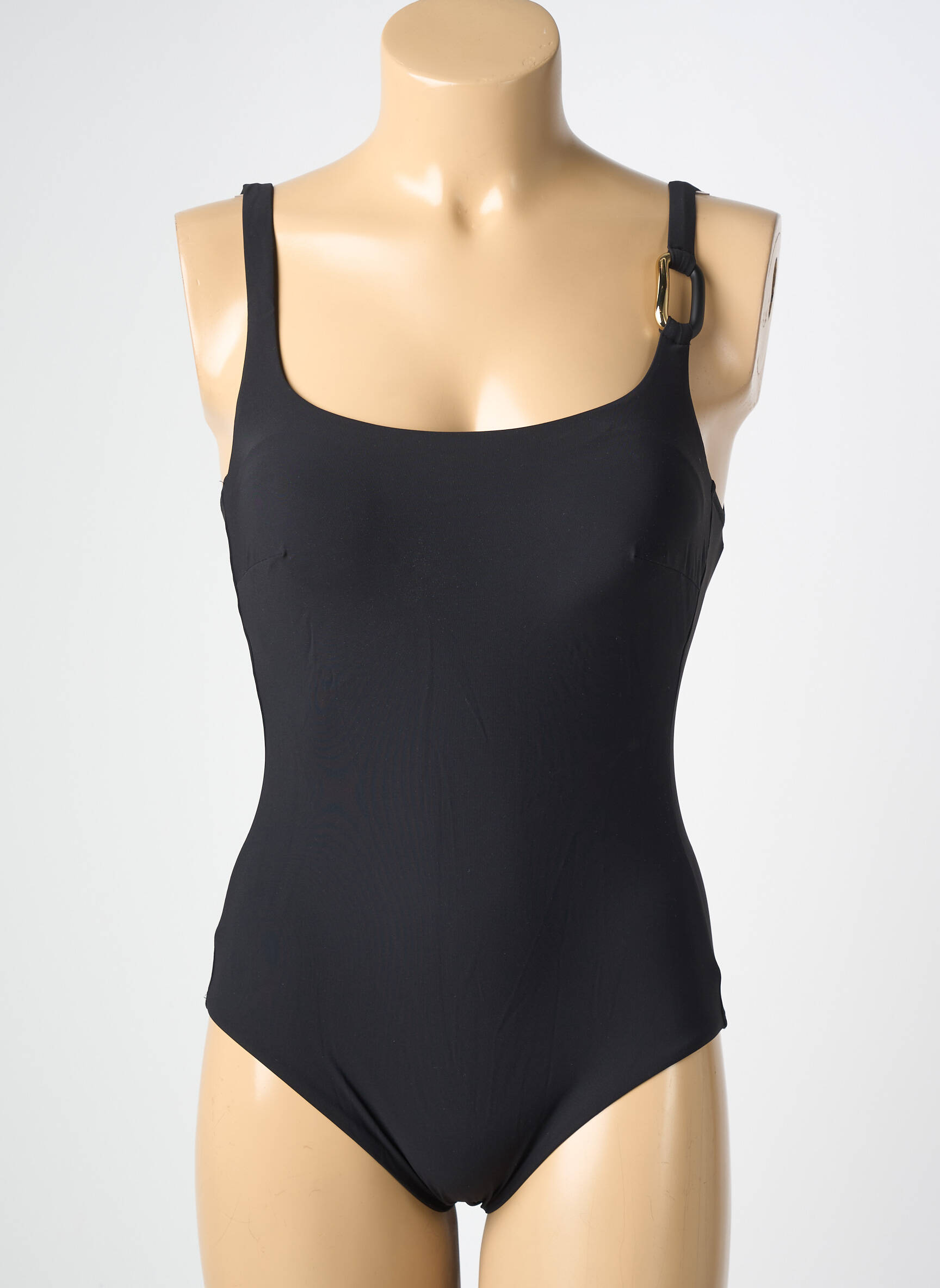 Maillot de bain 1 pièce effet matière satinée haut soutien-gorge moulé noir CHARMLINE femme