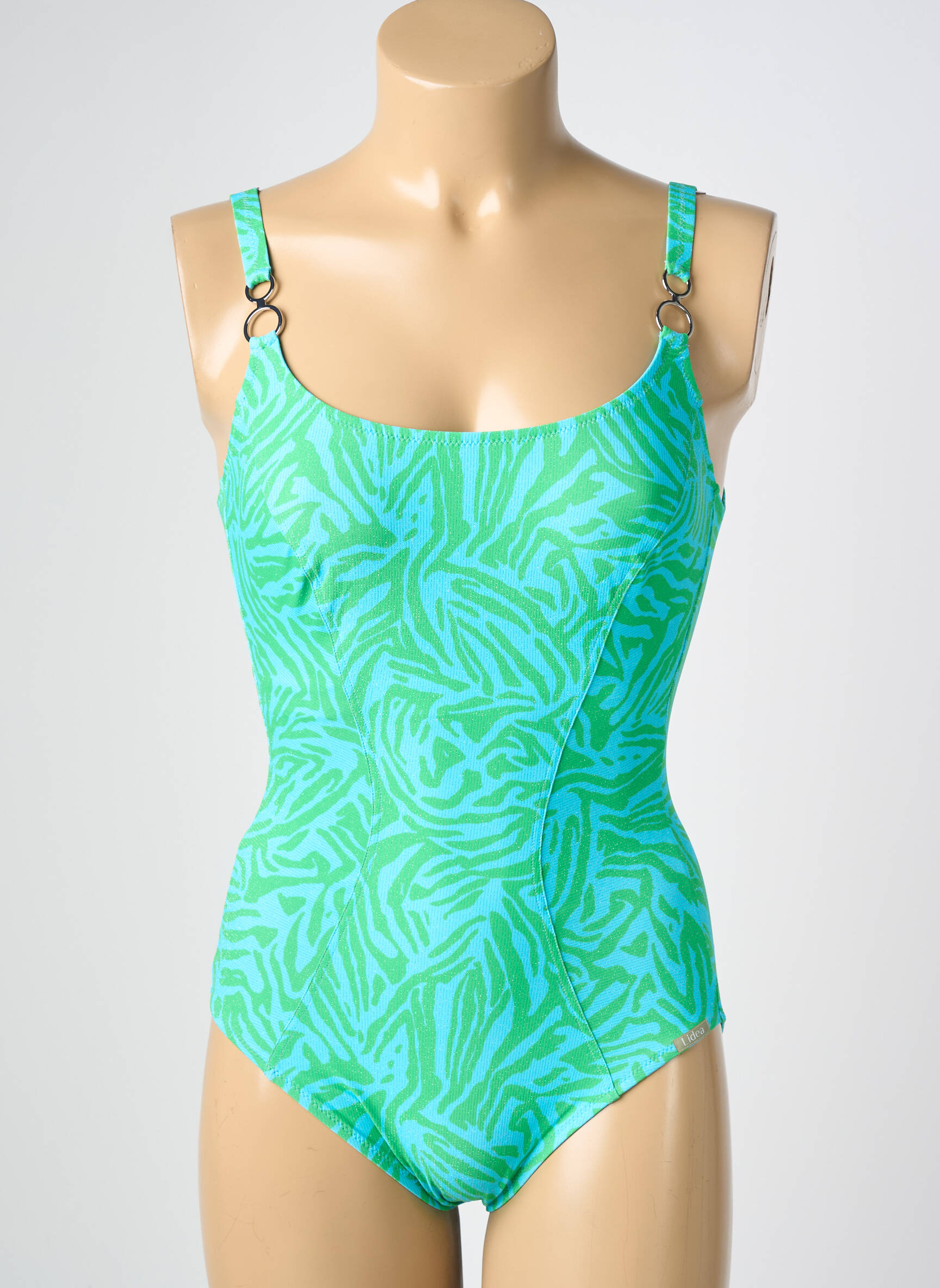 Maillot de bain 1 pièce imprimé fantaisie haut soutien-gorge emboitant vert LIDEA femme