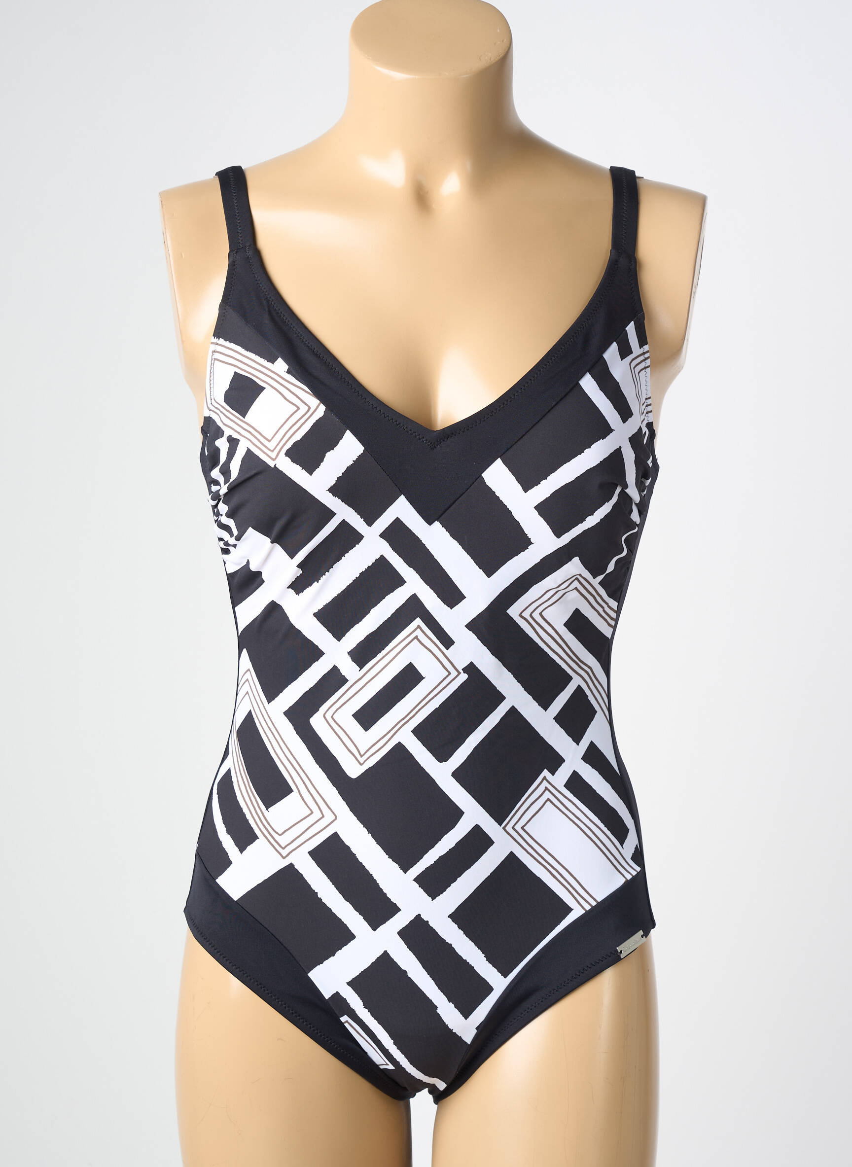 Maillot de bain 1 pièce effet matière satinée haut soutien-gorge moulé noir CHARMLINE femme