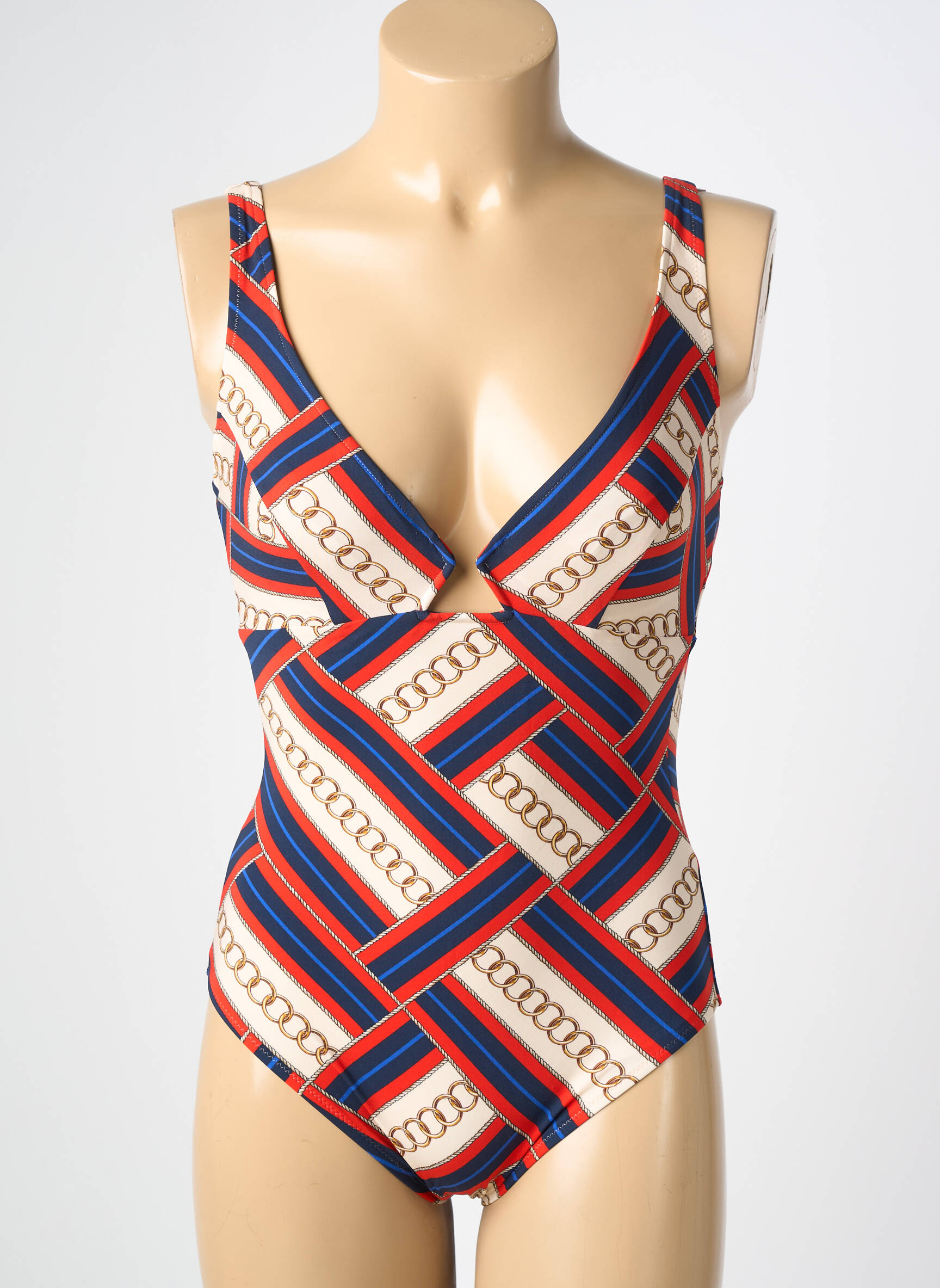 Maillot de bain 1 pièce effet matière satinée haut soutien-gorge emboitant rouge MARYAN MEHLHORN femme