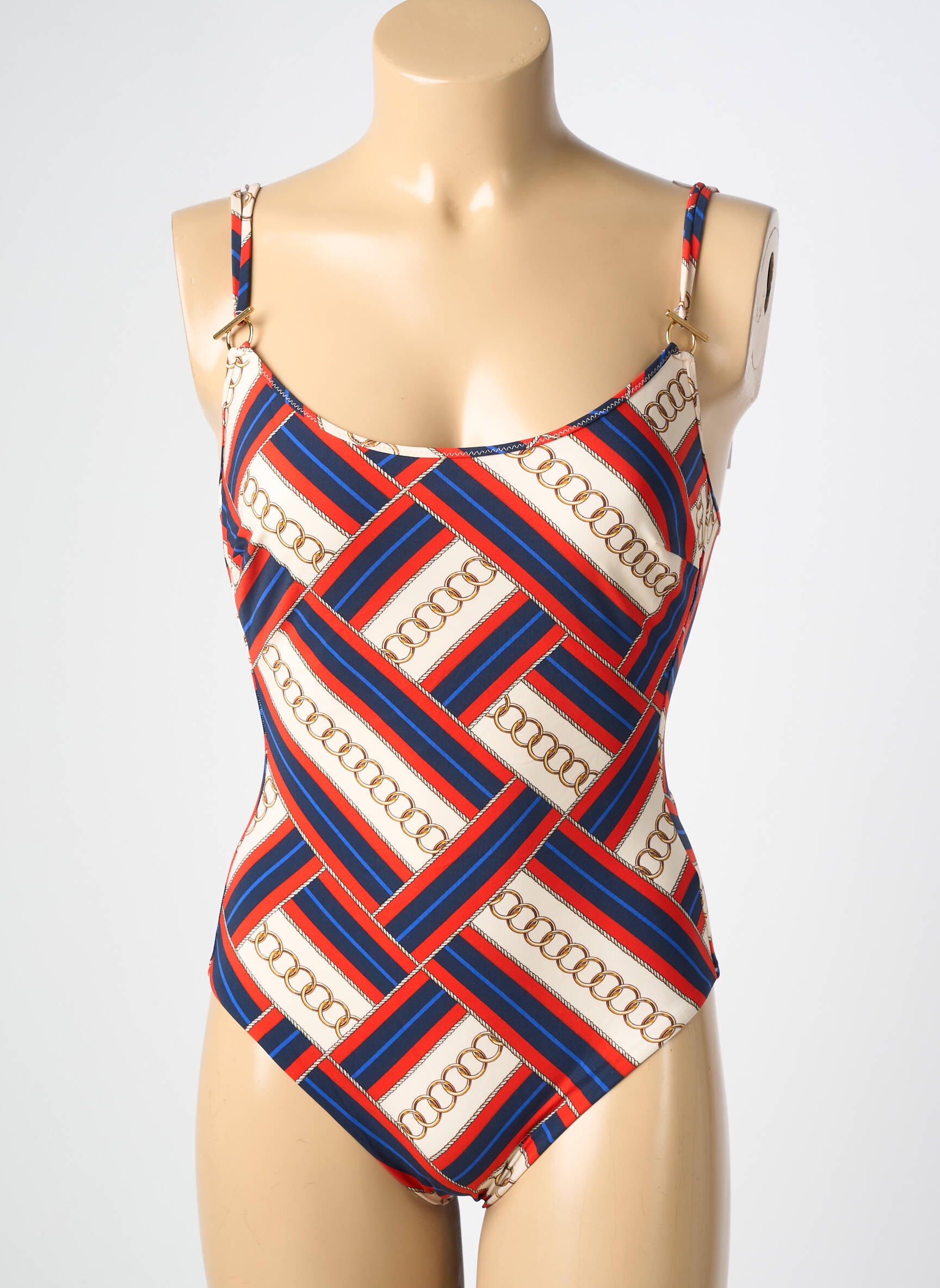 Maillot de bain 1 pièce effet matière satinée haut soutien-gorge emboitant rouge MARYAN MEHLHORN femme