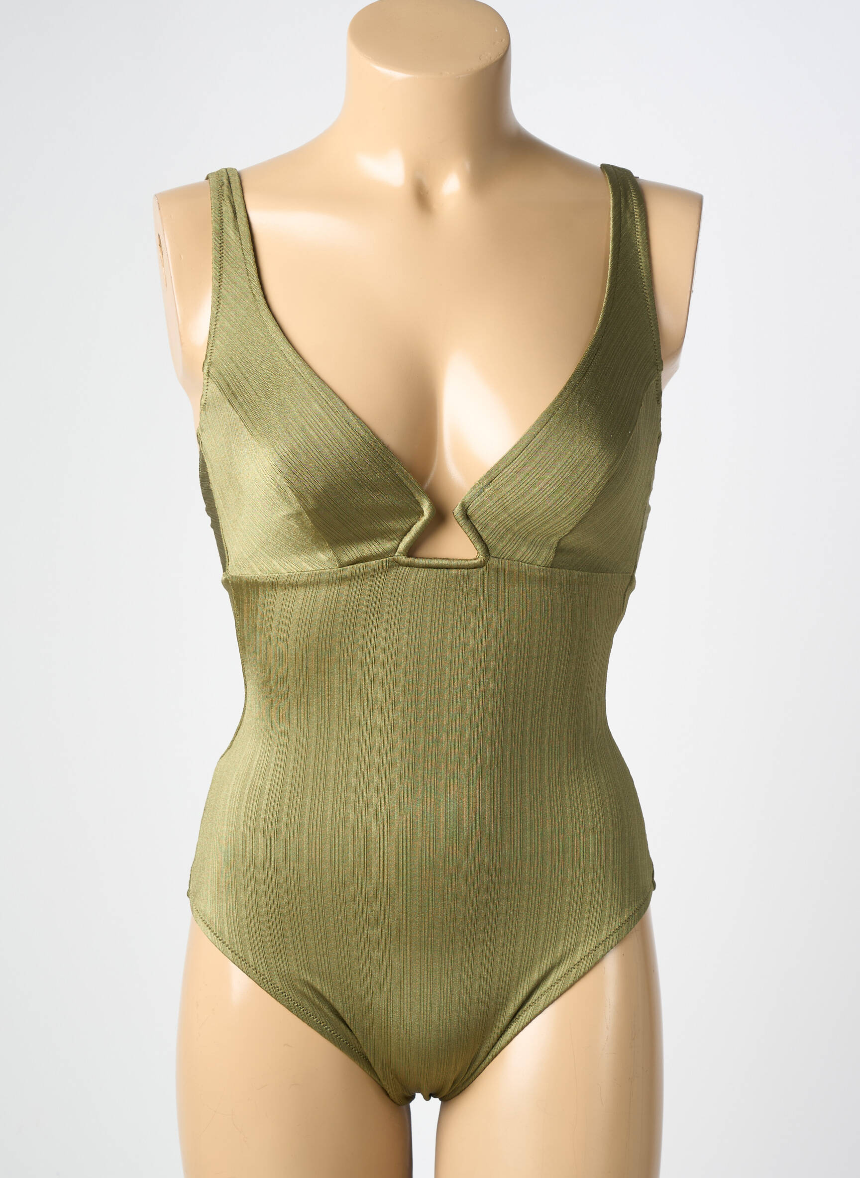 Maillot de bain 1 pièce effet matière satinée haut soutien-gorge balconnet vert MARYAN MEHLHORN femme
