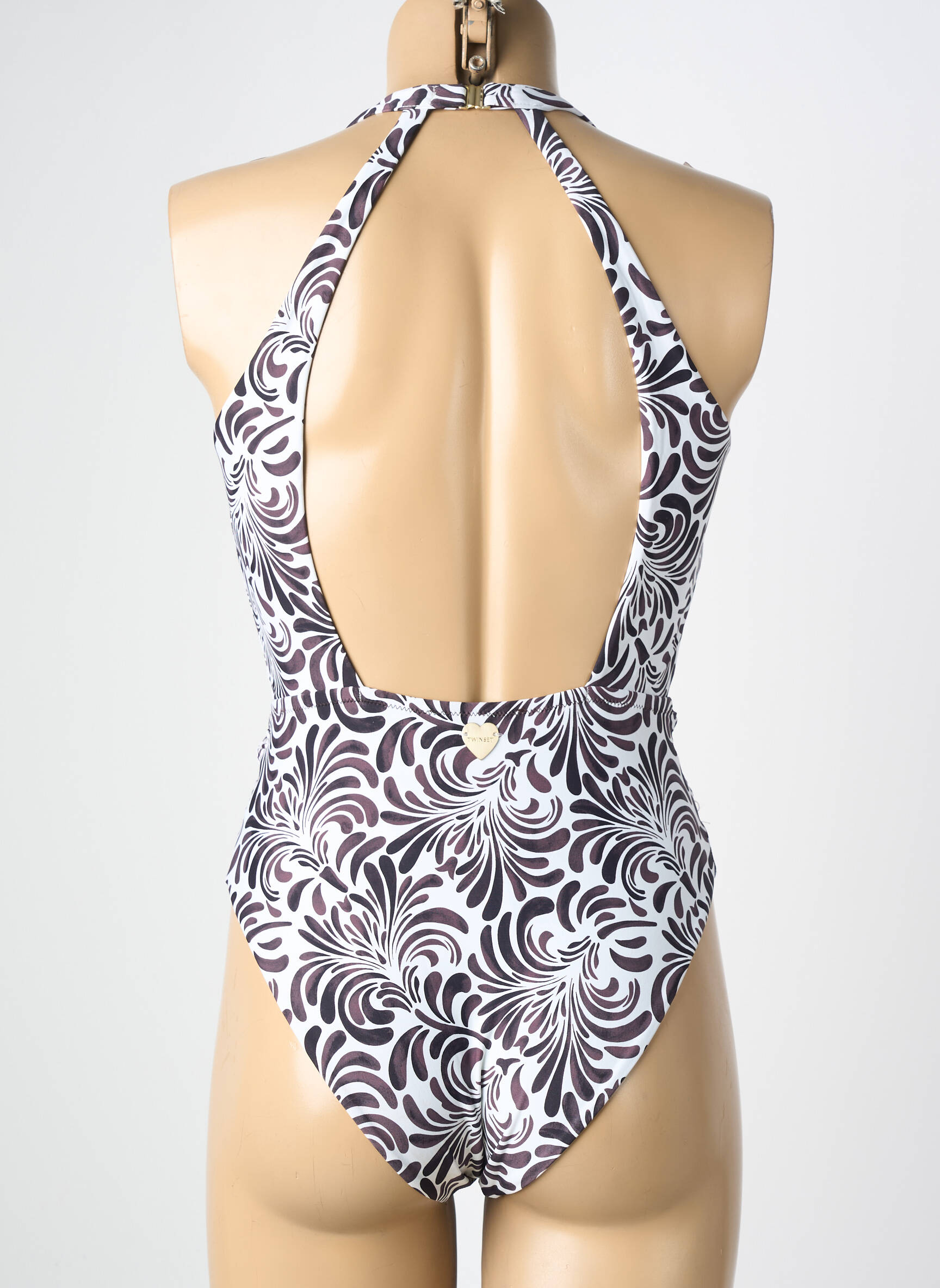 Maillot de bain 1 pièce imprimé fantaisie haut soutien-gorge balconnet marron TWINSET femme