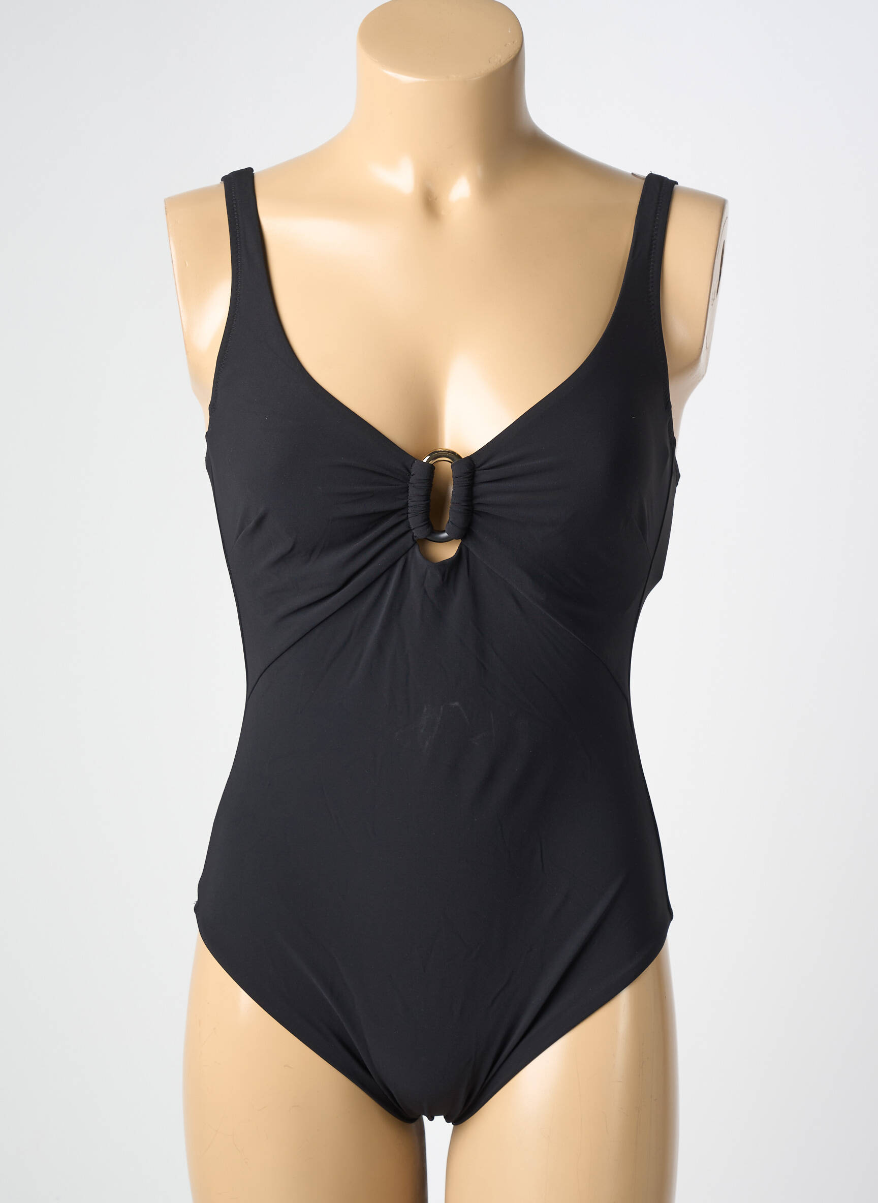 Maillot de bain 1 pièce effet matière satinée haut soutien-gorge emboitant noir MARYAN MEHLHORN femme