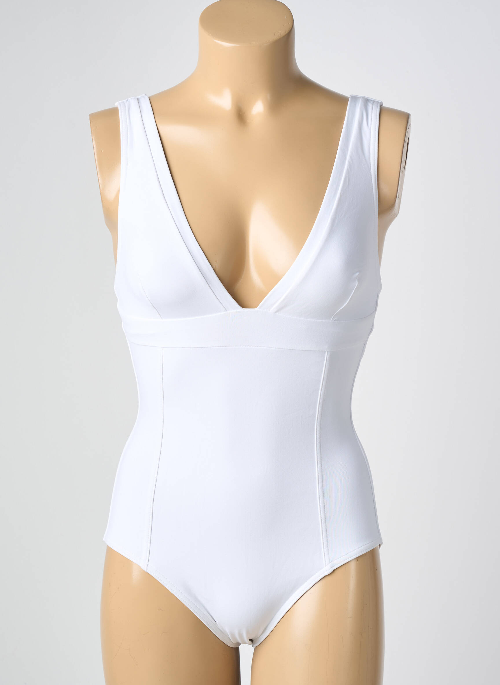 Maillot de bain 1 pièce bretelles élastiquées haut soutien-gorge emboitant blanc IODUS femme