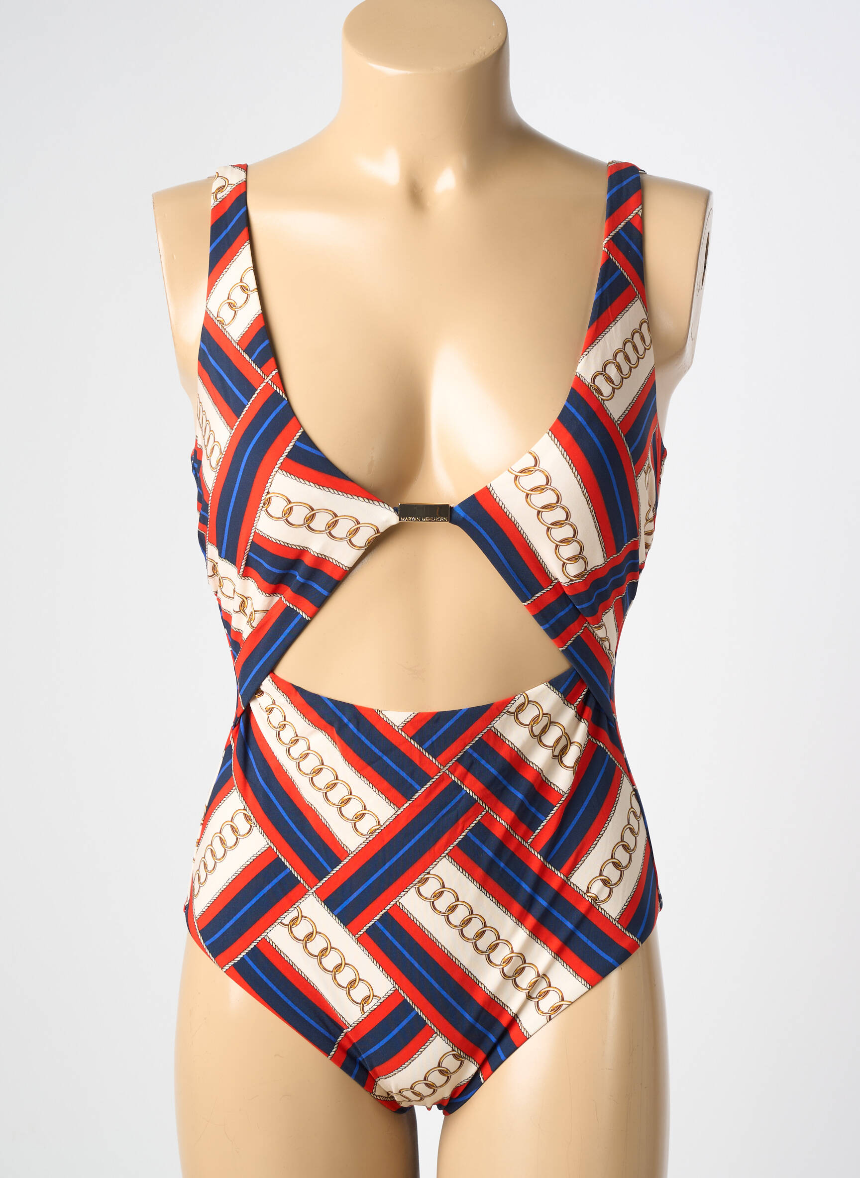 Maillot de bain 1 pièce effet matière satinée haut soutien-gorge moulé rouge MARYAN MEHLHORN femme