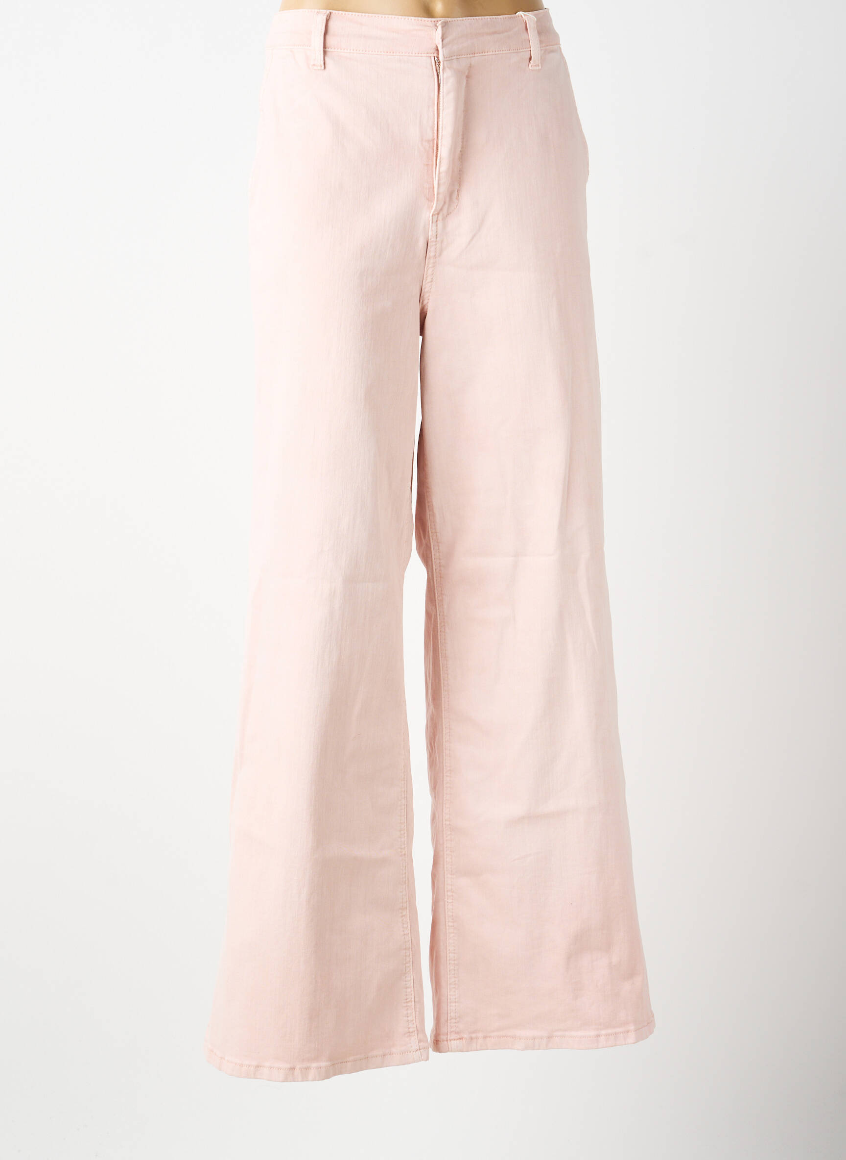 Pantalon large fermeture zippée sous rabat boutonné taille normale rose CREAM femme