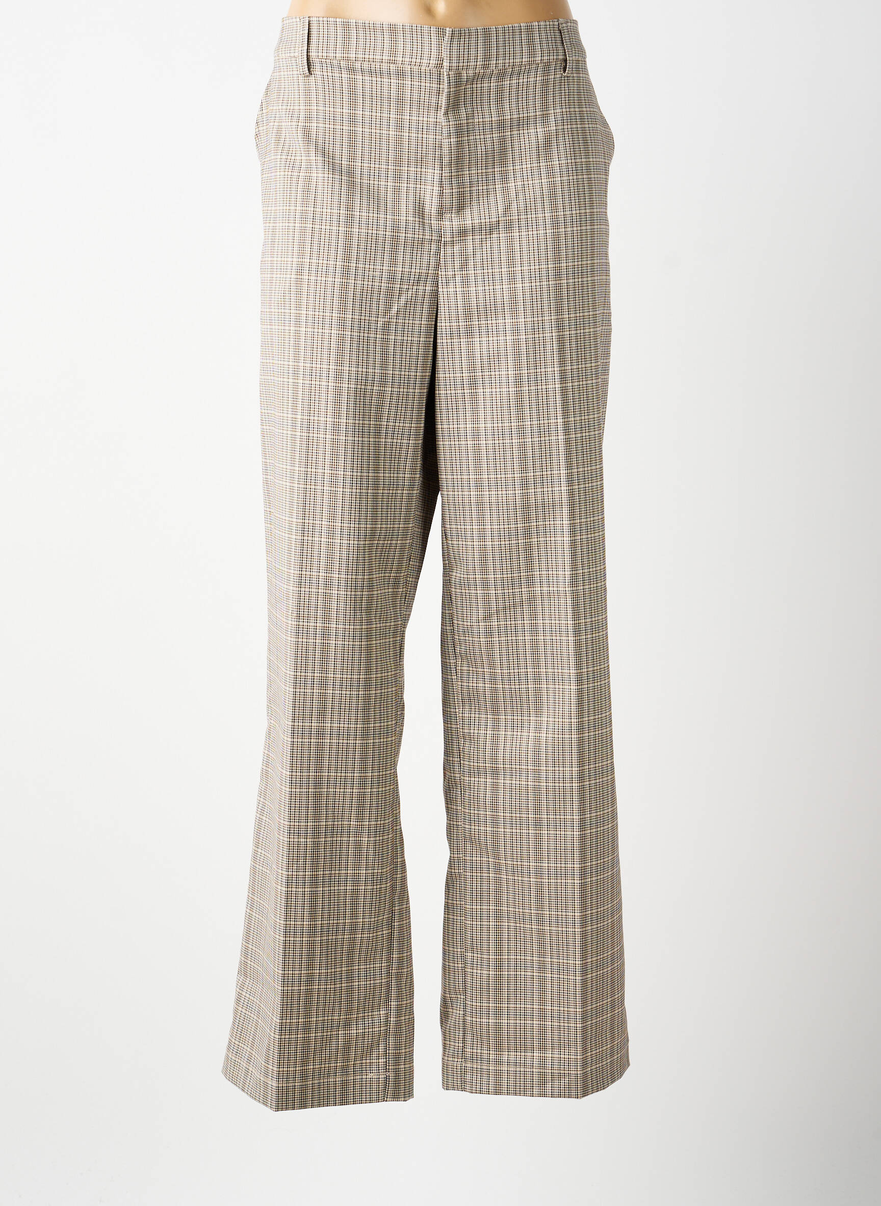 Pantalon droit tissage popeline taille normale beige CREAM femme