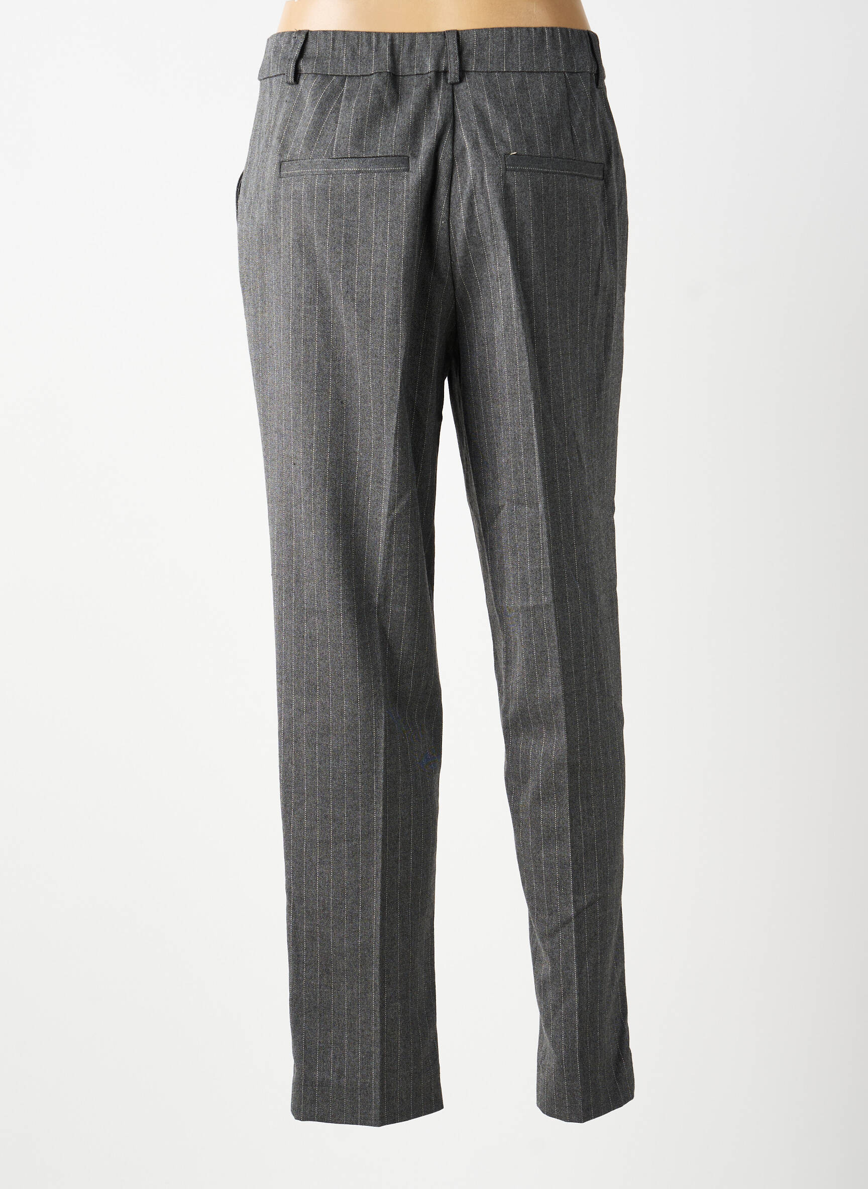 Pantalon chino fermeture zippée sous rabat boutonné taille normale gris CREAM femme