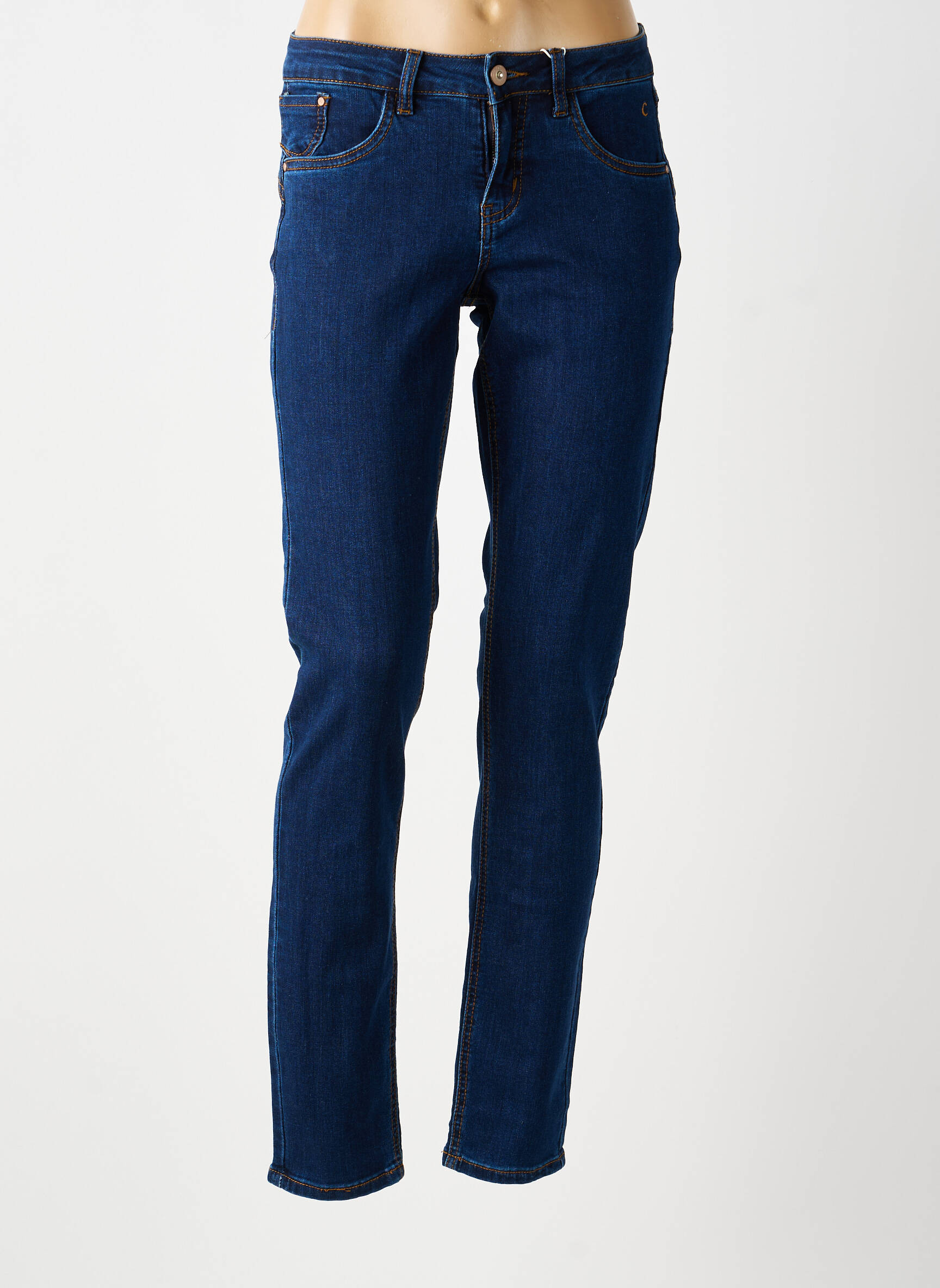 Jeans coupe slim tissage brut taille normale bleu CREAM femme