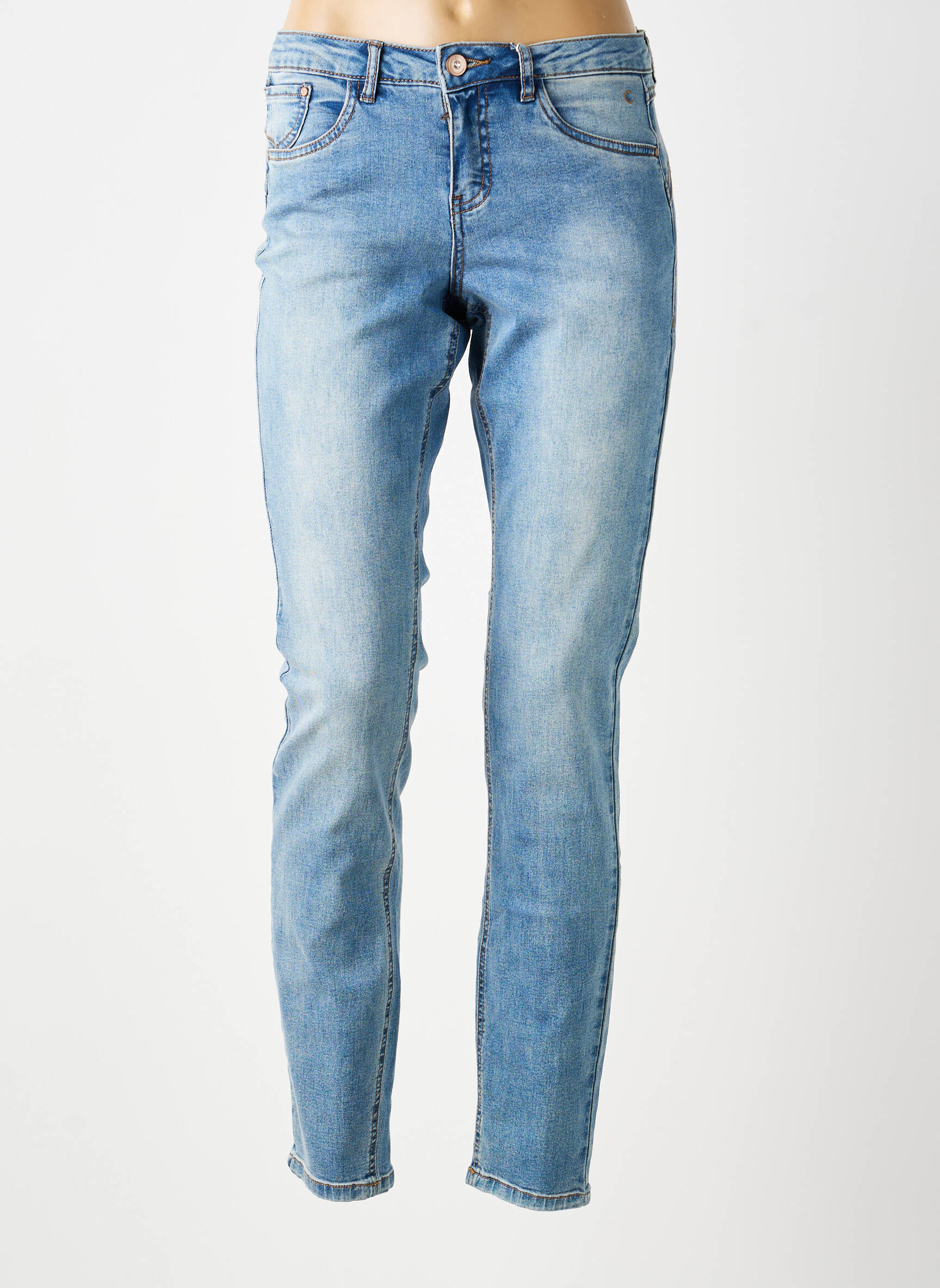 Jeans coupe slim tissage brut taille normale bleu CREAM femme