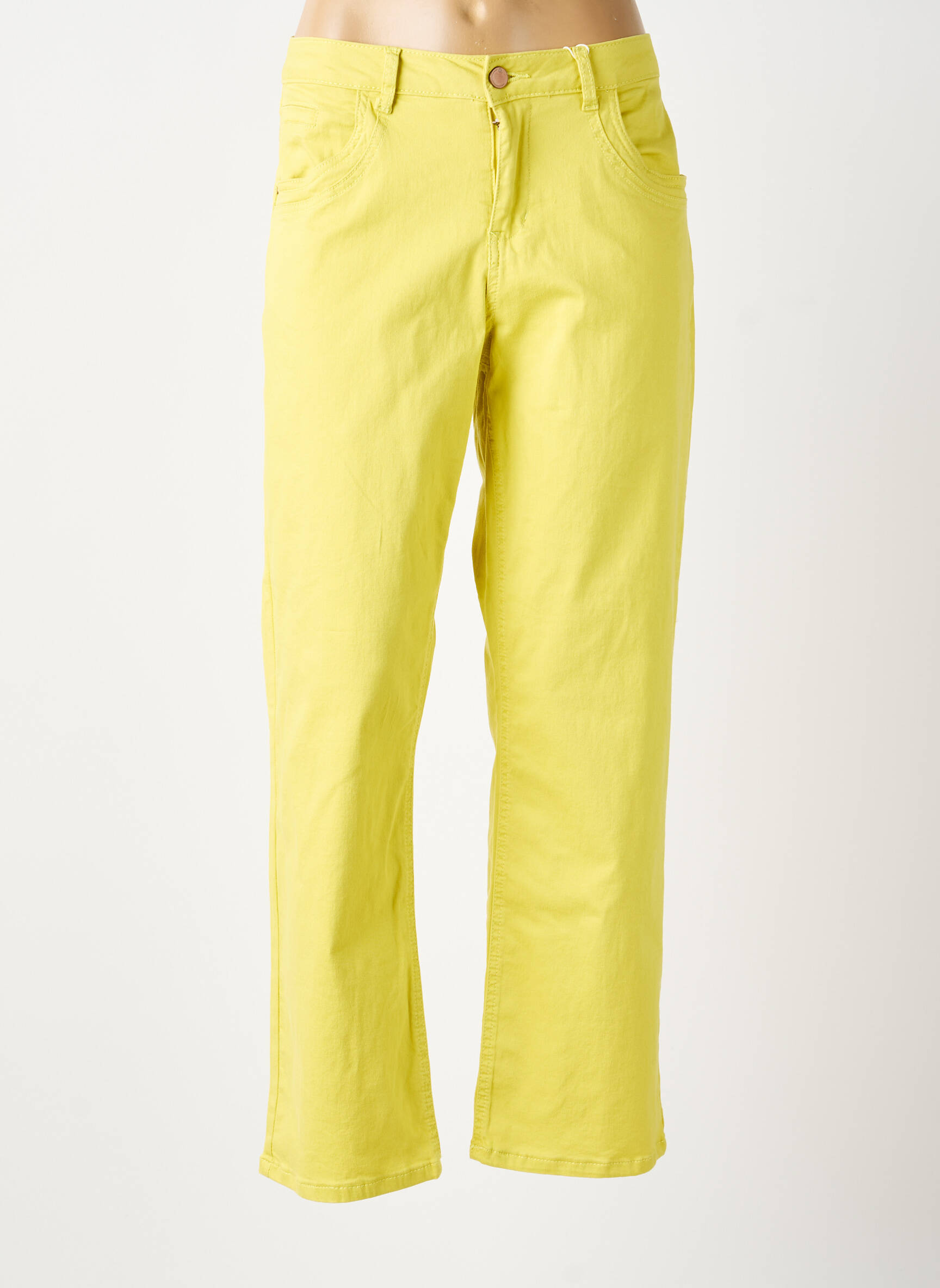 Jeans coupe slim tissage brut taille normale vert CREAM femme