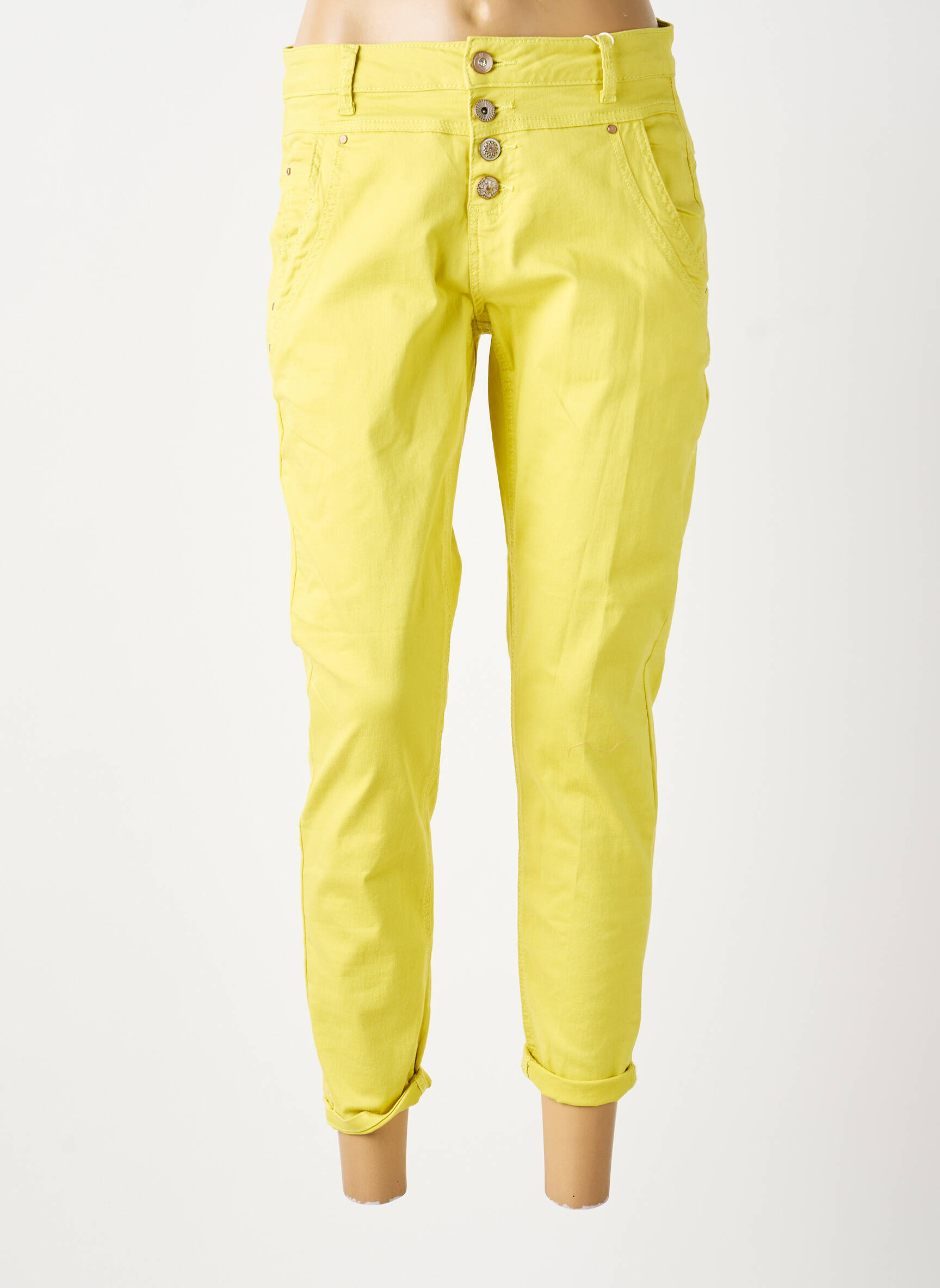 Jeans coupe slim tissage brut taille normale vert CREAM femme