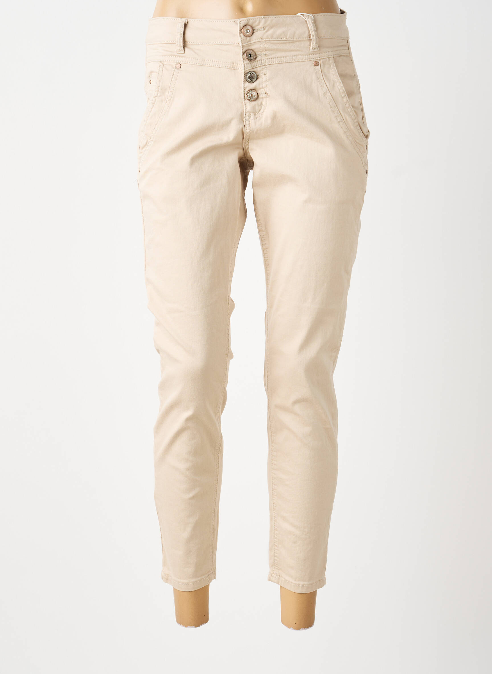 Jeans coupe slim tissage brut taille normale gris CREAM femme