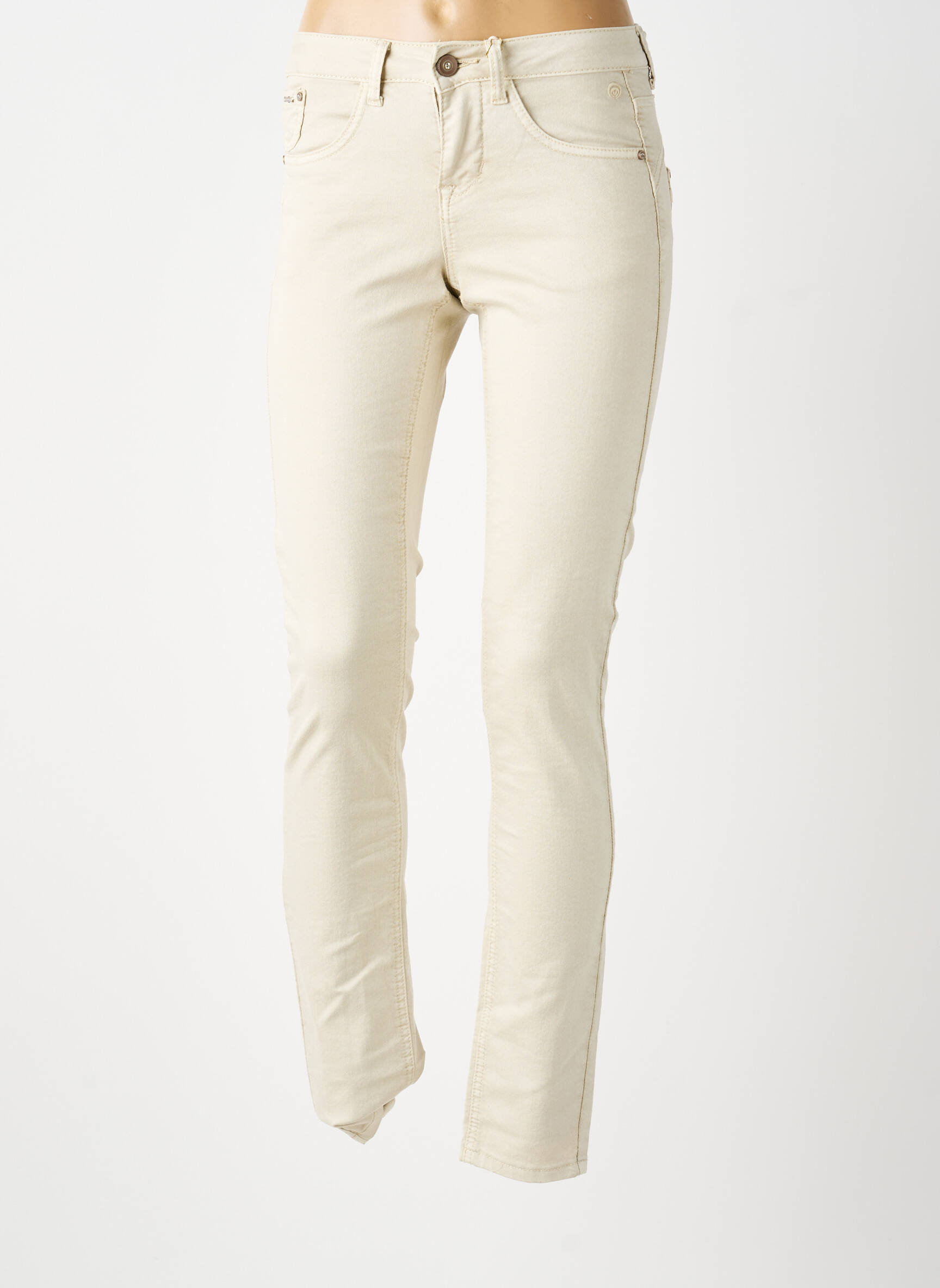 Jeans coupe slim tissage brut taille normale beige CREAM femme